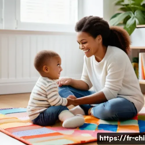 Home 11 아동심리학 주요 개념 요약 - A tender scene showing a secure parent-child attachment: a young toddler wearing a cozy outfit and s...