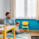 Home 18 아동심리상담사 이직 시 추천 기업 - A cozy private child psychology clinic interior featuring a warm, inviting consultation room with co...